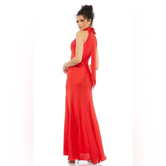 NWT Mac Duggal Red Halter Neck Sleeveless Gown 49520 ❤️ Size 18 - Picture 2 of 11